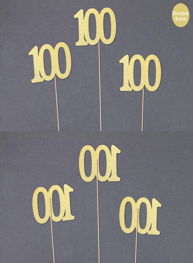Gexolenu NO 100, 10 Pack Double-Sided Gold Glitter 100th Birthday Centerpieces for Tables, Number 100 Birthday Table Toppers Party Centerpiece Sticks Party Supplies - Image 5
